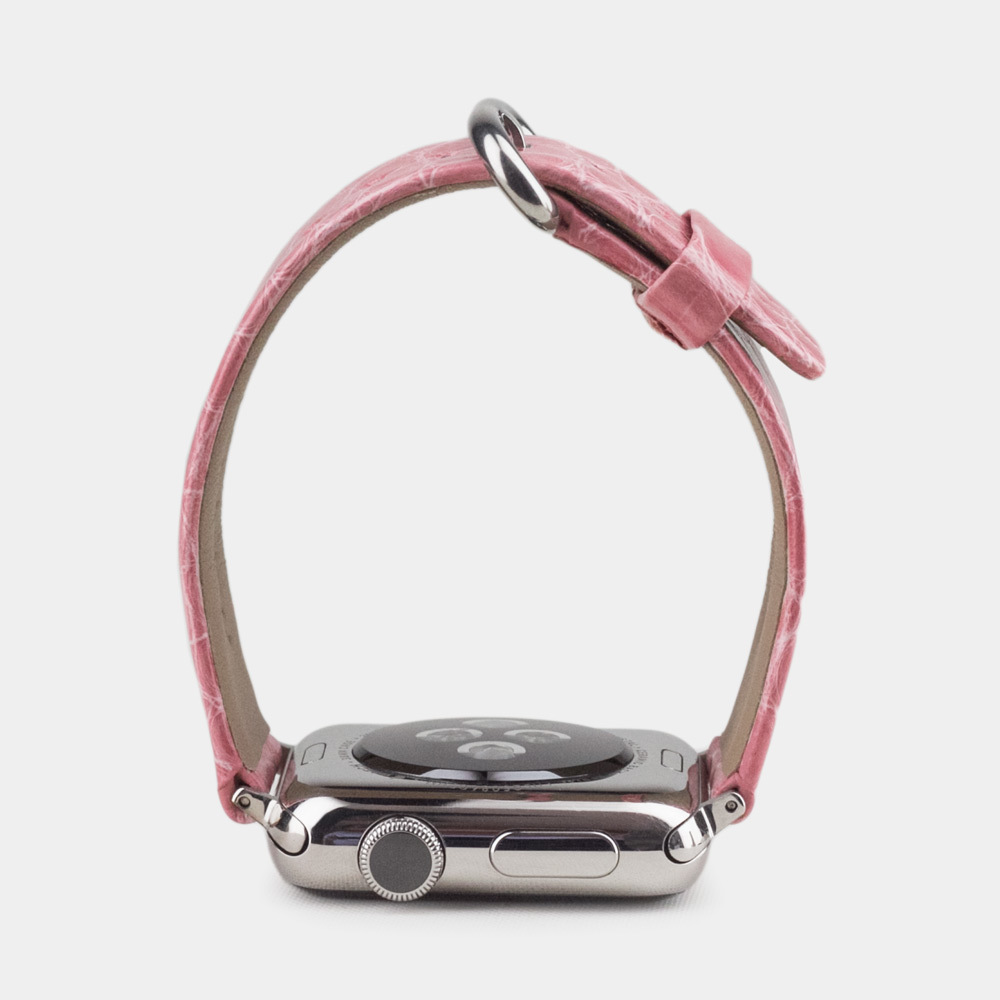 Ремешок для Apple Watch 40/41mm ST Classic из натуральной кожи аллигатора, цвета розовый лак