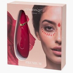 Стимулятор клитора бесконтактный Womanizer Premium, красный/золотой