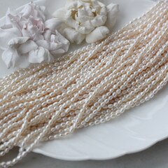 Жемчуг натуральный речной, рис, 4,4-4,8 мм, 1 нить, Ж019