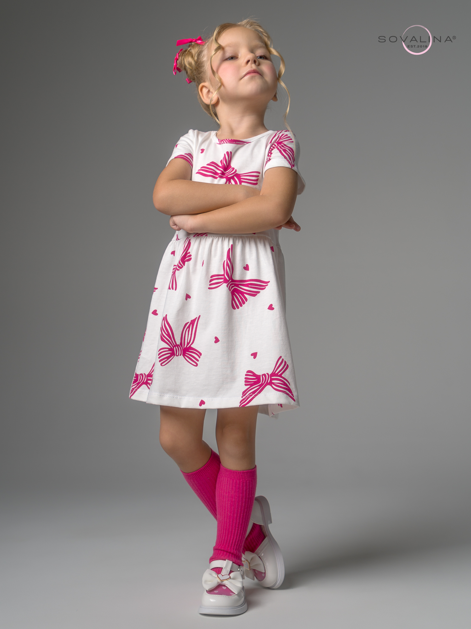 Платье Лето алые бантики