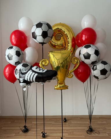 Шары цифра 9 золото набор футбол Новосибирск | Wonderball-project.ru