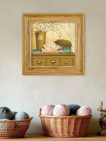 Картина настенная интерьерная в раме "под дерево" 26*26 см