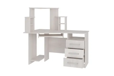 Компьютерный стол с надстройкой Каспер ясень белый