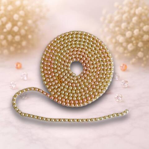 стразовая лента с ярко розовой жемчуженой на золотом метале,1метр