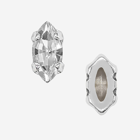 Кристалл Маркиз (Marquise Fancy Stone) в цапах, оттенок "Кристалл"/"Crystal", 8*4мм, родирование