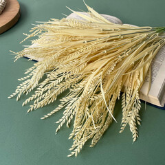 №2 Колосья пшеницы, искусственная зелень, цвет натуральный, букет 43 см, набор 3 букета.