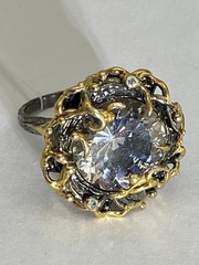 Роза-топаз (серебряное кольцо с позолотой)