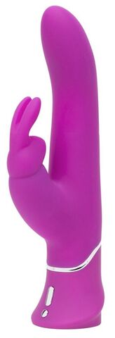 Лиловый вибратор Curve Thrusting Rechargeable Rabbit Vibrator - 24,1 см. - Happy Rabbit 79369