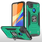 Противоударный чехол Strong Armour Case с кольцом для Xiaomi Redmi 9C (Темно-зеленый)