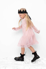 Платье  для девочки  К 5854/розовый жемчуг