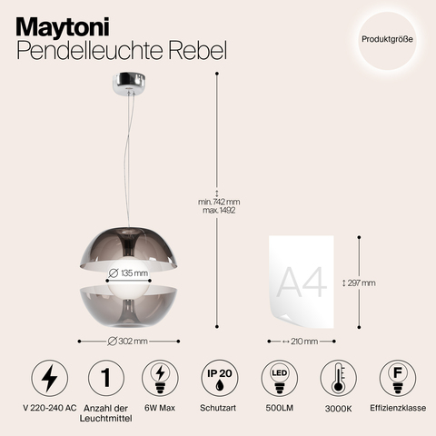 Подвесной светодиодный светильник Maytoni Rebel MOD322PL-L6B3K