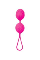 Розовые рельефные вагинальные шарики со шнурком - 