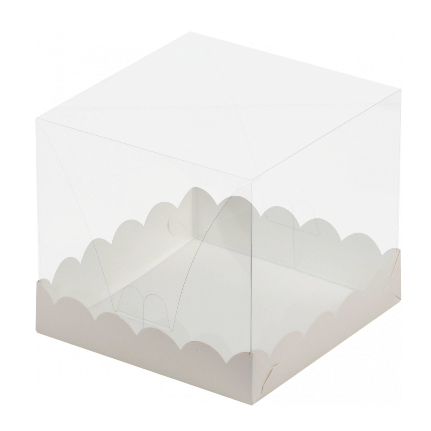 РК коробка д/торта премиум прозр 150*150*150 белая