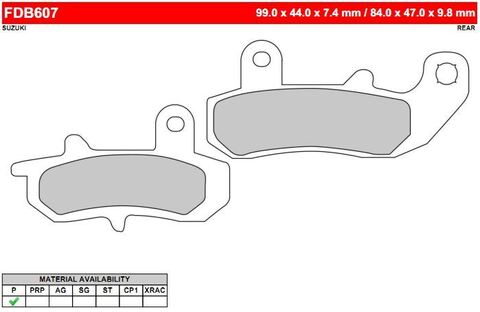 FDB607P Тормозные колодки дисковые MOTO, блистер 2 шт