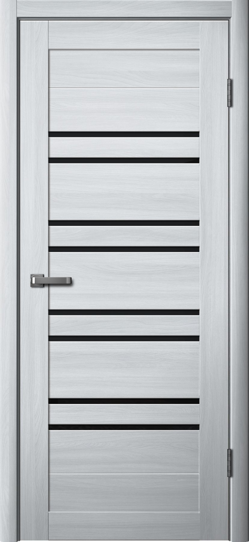 Дверь межкомнатная Двероникс 82Л, цвет пепельный ясень, экошпон, стекло черное