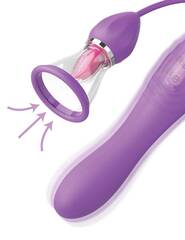 Сиреневый вибростимулятор с помпой и имитатором языка Her Ultimate Pleasure Max - 