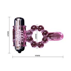 Розовое эрекционное кольцо с вибростимуляцией клитора Baile - 