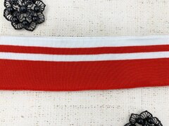 Подвязы трикотажные, ш. 6 см, L 121 см, красный с белым