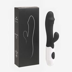 Черный вибратор-кролик WOW - 19,5 см. - 