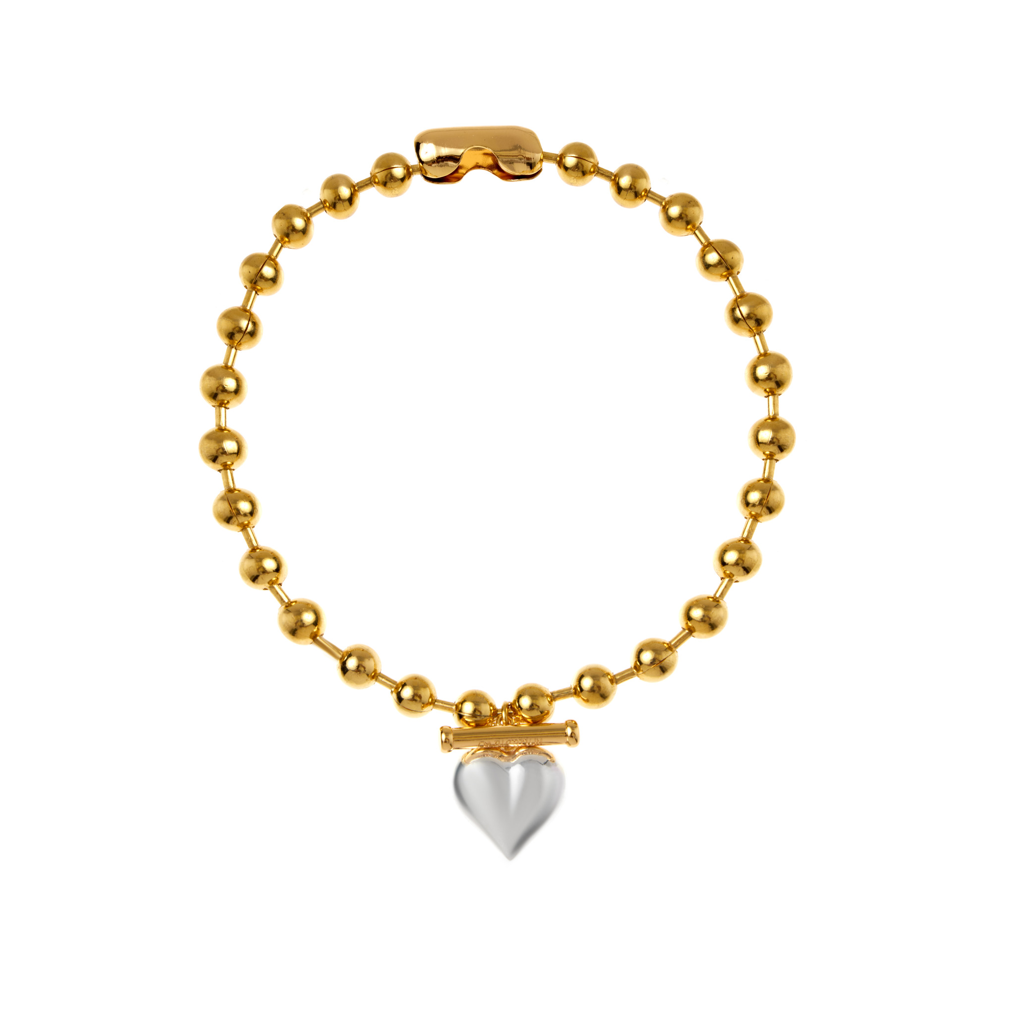 TIMELESS PEARLY Колье Gold Plated Ball Chain Necklace Whith Heart Charm