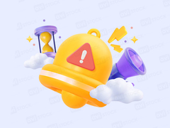 Векторная иллюстрация колокольчика с символом уведомления и песочными часами