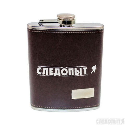 Фляжка «СЛЕДОПЫТ - Browny » в кож. оплете, 240 мл, цв. корич/100/