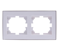 RAIN 703 0225 147 Рамка 2-ая горизонтальная белый с бок.вст.хром