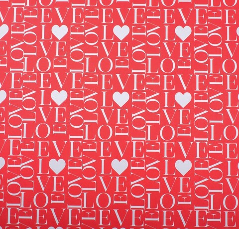 Упаковочная бумага крафт, «Love», Красный, 0,7*1 м, 5 листов