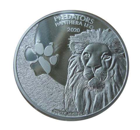 Конго 20 франков 2020 Лев Panthera leo Хищники BU СЕРЕБРО