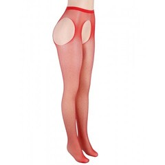 Колготки в сетку в виде пояса с чулками Diamonds красные (размер XS-M)