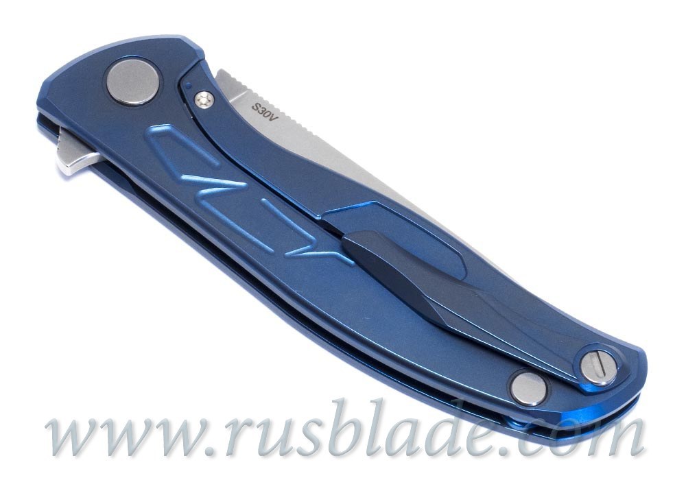 Shirogorov Flipper 95 S30V "Skrepka" Blue Anod - фотография 
