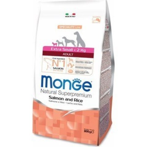 Monge Dog Extra Small корм для взрослых собак миниатюрных пород (лосось с рисом) 800г