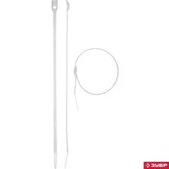 ЗУБР КОБРА, 4.6 x 205 мм, нейлон РА66, 25 шт, белые, кабельные стяжки с плоским замком, Профессионал (30930-46-205)