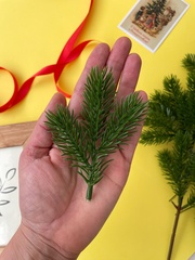 Еловая ветка искусственная, реалистичная, цвет зеленый хвойный, 37-39 лапок, декор зимний, рождественский, ветка 41 см, набор 3 ветки.