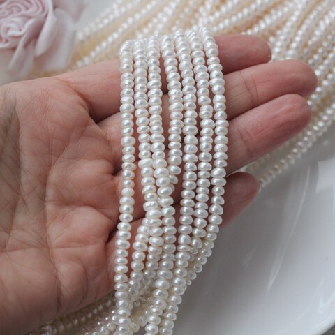 Жемчуг натуральный речной, рондель, 4,5-5 мм, 1 нить, Ж004