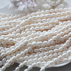 Жемчуг натуральный речной, рис, 7,5-11,3 мм, 1 нить, Ж027