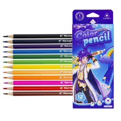 
          Карандаши цветные Yalong 12 цв., "Princesses and boys" (принцесса,принц,машина) деревян, трехгранные, заточенные, грифель 3.0 мм, картон. уп., европод