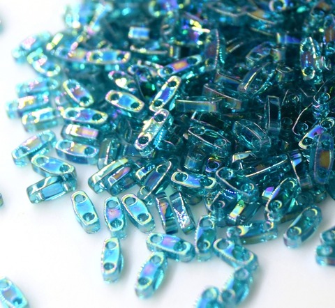QTL-2458 Бисер Миюки квартер тила/Miyuki Quarter Tila Transparent Teal AB