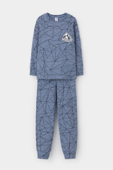 пижама  для мальчика  К 1581/серо-голубой,линии