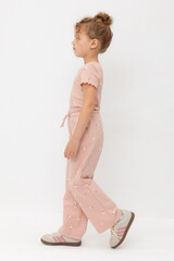 брюки  для девочки  КР 400798-1/дымчатая роза,милые цветочки к545
