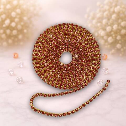 Стразовая лента 2,5мм цвет золото-яркот розовый (упаковка 1м)