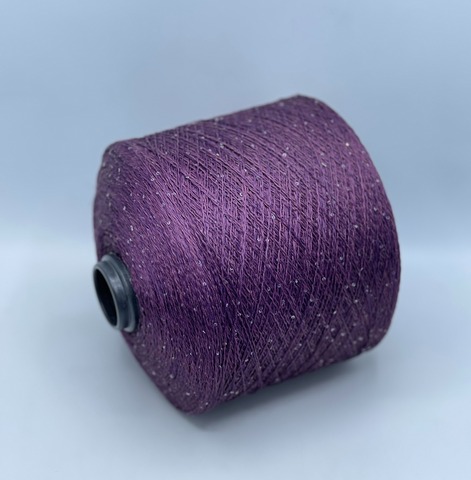 Бобинная пряжа, Linette Pailletes, 450м, 80% Лен, 20% Полиэстер(пайетка), Баклажан(неоднотонный)+пайетка.37698