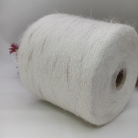 Кид мохер арт Galles фабрика Ilaria 1000м/100гр Белый c бежевым