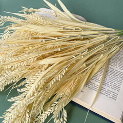№2 Колосья пшеницы, искусственная зелень, цвет натуральный, букет 43 см, набор 3 букета.