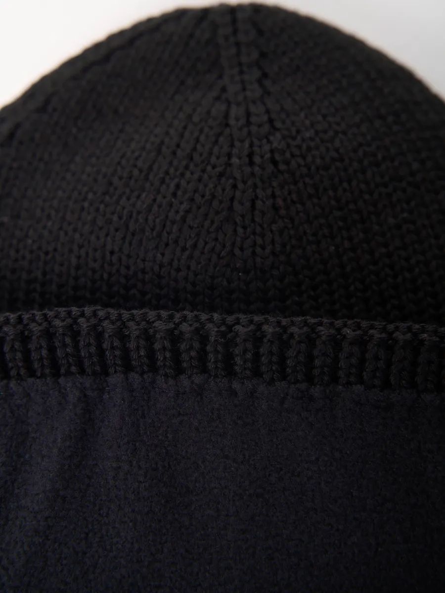 Шапка зимняя на флисе вязаная осень