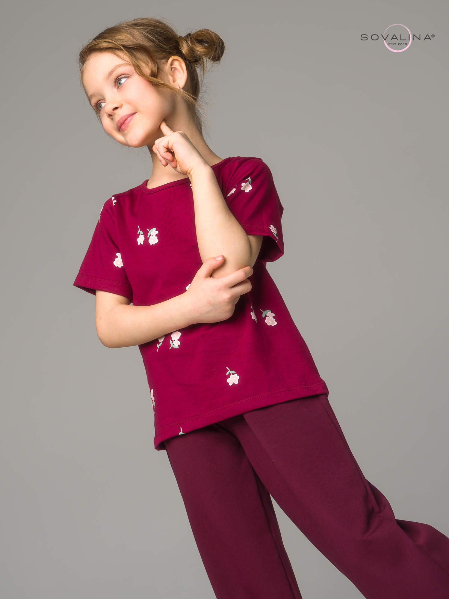 Костюм Лето лютики бордо-марсала