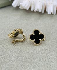 Серьги клевер на английском замке VCA качество yellow VGOLD