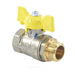 Кран шаровой латунь никель газ Pride Ду 25 Ру40 ВР/НР полнопроходной бабочка аналог 11б27п LD 47.25.В-Н.Б