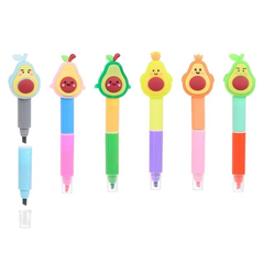 
          Маркер текстовыделитель Basir, двойные, серия "Авокадо", 10 см, цветная упаковка, разноцветные, набор 6 шт, ассорти