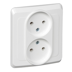 Schneider Electric Этюд Белый Розетка 2-местная скрытая установка без заземляющих контактов PC16-005B---